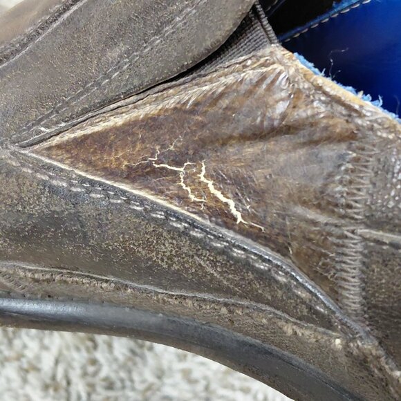 Mark Nason Slip On Shoes Mens 14 Brown Leather Cross Patch Rock Lives Italy Made main image 6